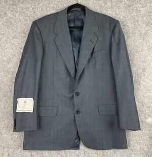 Vintage Oxxford Clothes‎ Blazer Mens 44R Blue Plaid Super Worsted Wool Bespoke